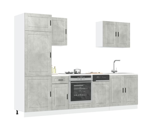 Mueble cocina Kalmar gris hormigón 7 pzas madera contrachapada