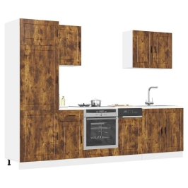 Mueble cocina Kalmar roble ahumado 7 pzas madera contrachapada