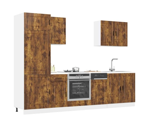 Mueble cocina Kalmar roble ahumado 7 pzas madera contrachapada