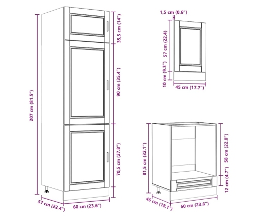 Mueble cocina Kalmar sonoma gris 7 pzas madera contrachapada