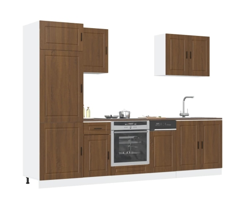 Mueble cocina Kalmar roble marrón 7 pzas madera contrachapada