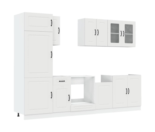 Mueble de cocina Kalmar blanco 8 piezas madera contrachapada