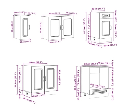 Mueble de cocina Kalmar blanco 8 piezas madera contrachapada