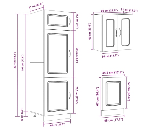 Mueble de cocina Kalmar blanco 8 piezas madera contrachapada