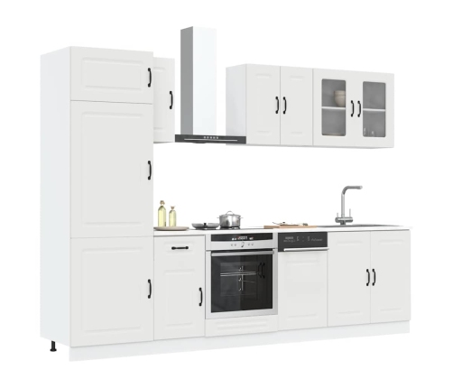 Mueble de cocina Kalmar blanco 8 piezas madera contrachapada