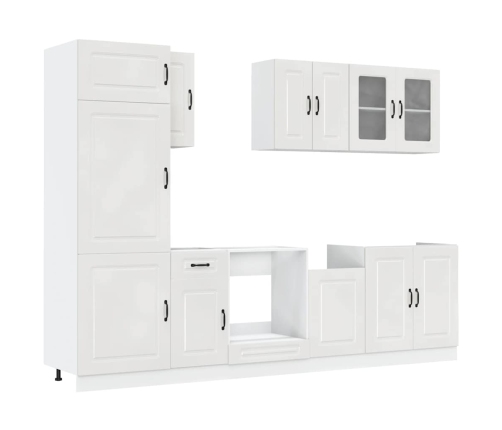 Mueble cocina Kalmar blanco de alto brillo 8 pzas