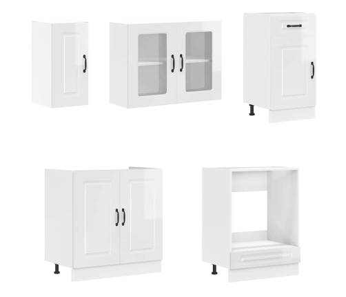 Mueble cocina Kalmar blanco de alto brillo 8 pzas