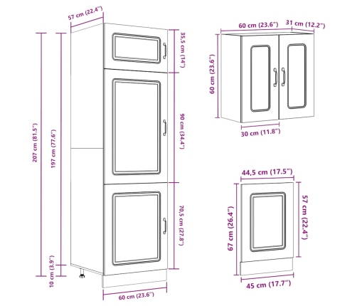 Mueble cocina Kalmar blanco de alto brillo 8 pzas