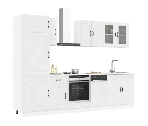 Mueble cocina Kalmar blanco de alto brillo 8 pzas