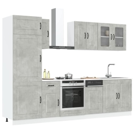 Mueble cocina Kalmar gris hormigón 8 pzas madera contrachapada