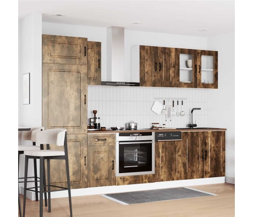 Mueble cocina Kalmar roble ahumado 8 pzas madera contrachapada