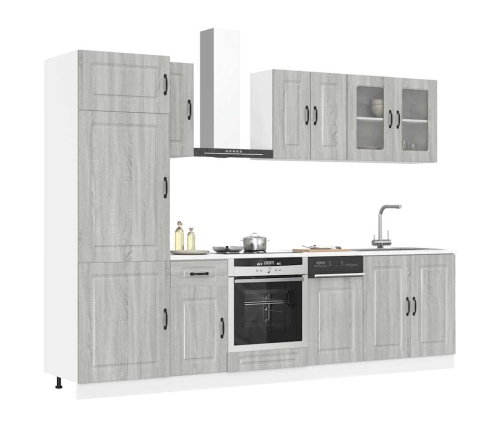 Mueble cocina Kalmar sonoma gris 8 pzas madera contrachapada