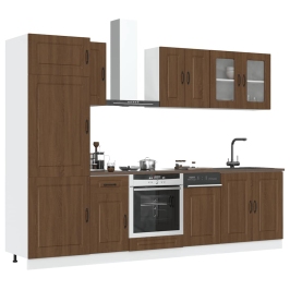 Mueble cocina Kalmar roble marrón 8 pzas madera contrachapada