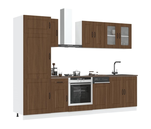 Mueble cocina Kalmar roble marrón 8 pzas madera contrachapada