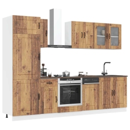 Mueble cocina Kalmar madera vieja 8 pzas madera contrachapada