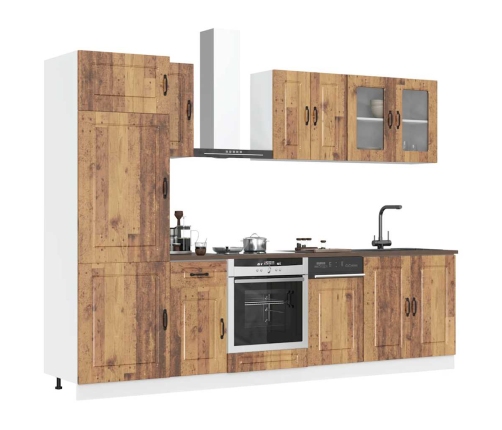 Mueble cocina Kalmar madera vieja 8 pzas madera contrachapada