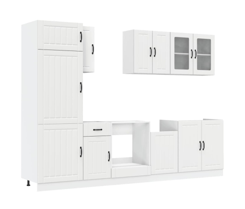 Mueble de cocina Kalmar blanco 8 piezas madera contrachapada