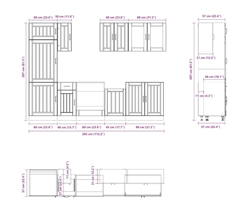 Mueble de cocina Kalmar blanco 8 piezas madera contrachapada