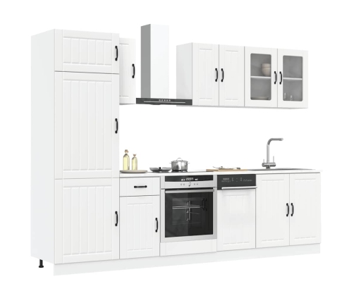 Mueble de cocina Kalmar blanco 8 piezas madera contrachapada