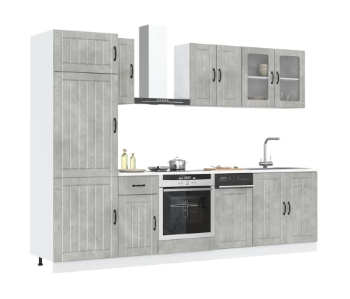 Mueble cocina Kalmar gris hormigón 8 pzas madera contrachapada