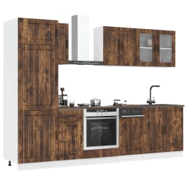 Mueble cocina Kalmar roble ahumado 8 pzas madera contrachapada