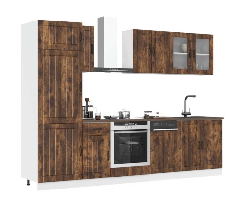 Mueble cocina Kalmar roble ahumado 8 pzas madera contrachapada