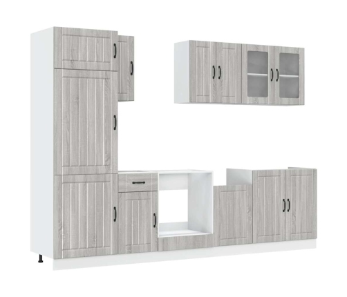 Mueble cocina Kalmar sonoma gris 8 pzas madera contrachapada