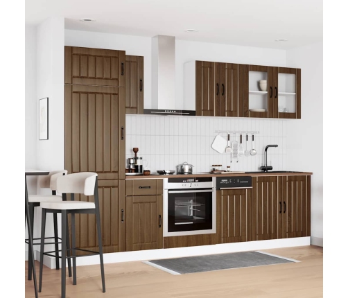 Mueble cocina Kalmar roble marrón 8 pzas madera contrachapada