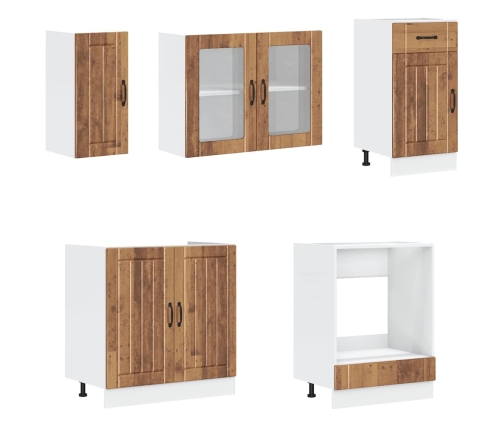 Mueble cocina Kalmar madera vieja 8 pzas madera contrachapada