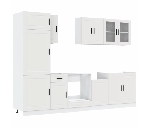 Mueble de cocina Kalmar blanco 8 piezas madera contrachapada