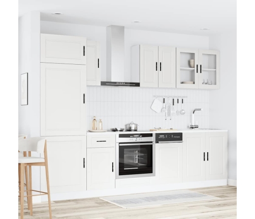 Mueble de cocina Kalmar blanco 8 piezas madera contrachapada