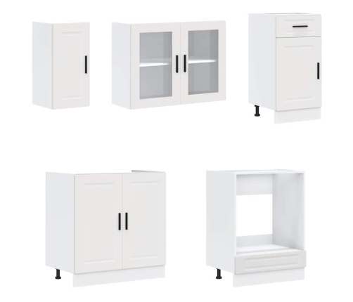 Mueble de cocina Kalmar blanco 8 piezas madera contrachapada