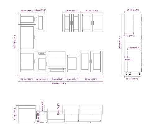 Mueble de cocina Kalmar blanco 8 piezas madera contrachapada