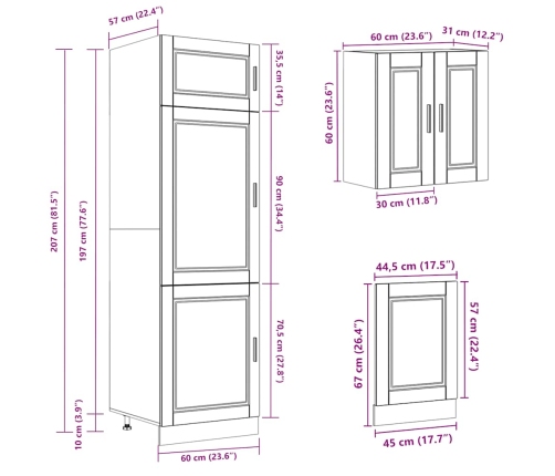 Mueble de cocina Kalmar blanco 8 piezas madera contrachapada