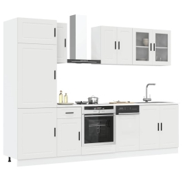 Mueble de cocina Kalmar blanco 8 piezas madera contrachapada