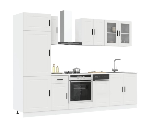 Mueble de cocina Kalmar blanco 8 piezas madera contrachapada