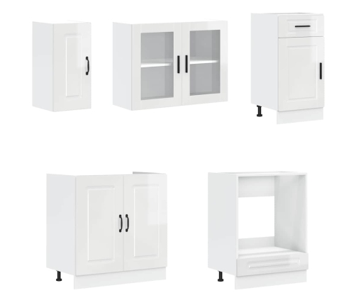 Mueble cocina Kalmar blanco de alto brillo 8 pzas