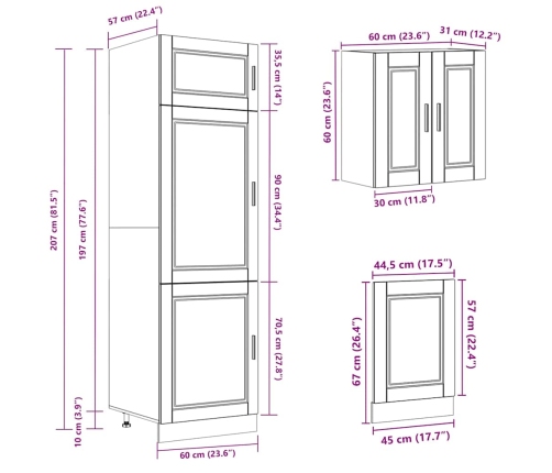 Mueble cocina Kalmar blanco de alto brillo 8 pzas