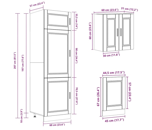 Mueble cocina Kalmar roble sonoma 8 pzas madera contrachapada