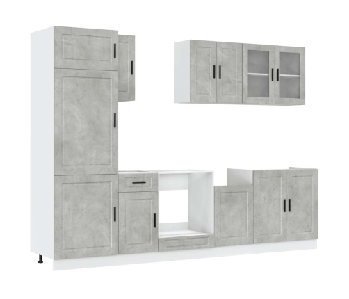 Mueble cocina Kalmar gris hormigón 8 pzas madera contrachapada