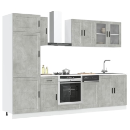 Mueble cocina Kalmar gris hormigón 8 pzas madera contrachapada