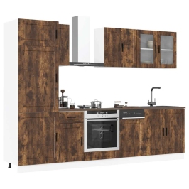 Mueble cocina Kalmar roble ahumado 8 pzas madera contrachapada