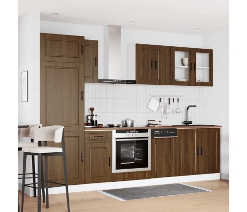 Mueble cocina Kalmar roble marrón 8 pzas madera contrachapada