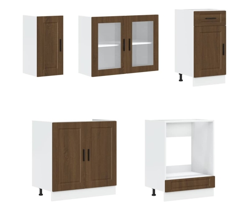 Mueble cocina Kalmar roble marrón 8 pzas madera contrachapada