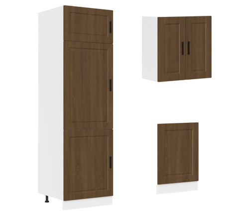 Mueble cocina Kalmar roble marrón 8 pzas madera contrachapada