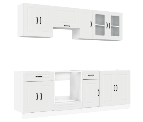 Mueble de cocina Kalmar blanco 8 piezas madera contrachapada