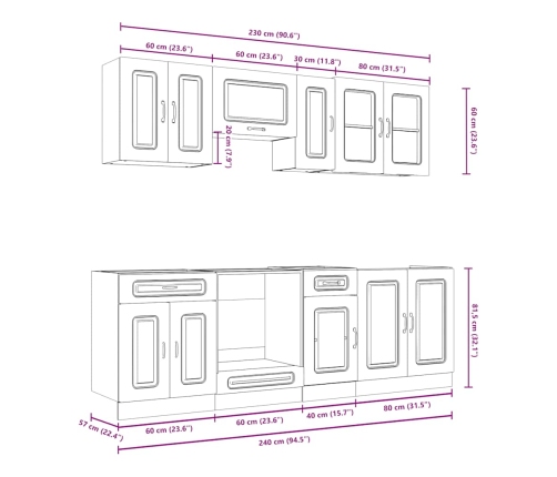 Mueble de cocina Kalmar blanco 8 piezas madera contrachapada