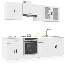 Mueble de cocina Kalmar blanco 8 piezas madera contrachapada