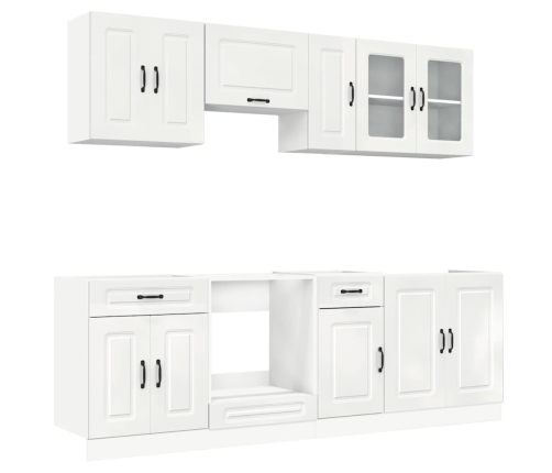 Mueble cocina Kalmar blanco de alto brillo 8 pzas