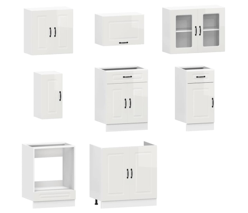 Mueble cocina Kalmar blanco de alto brillo 8 pzas